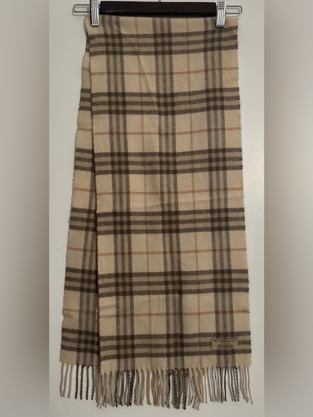 Vintage Burberry Nova Check Wool Scarf Made in England NWOT Authentic